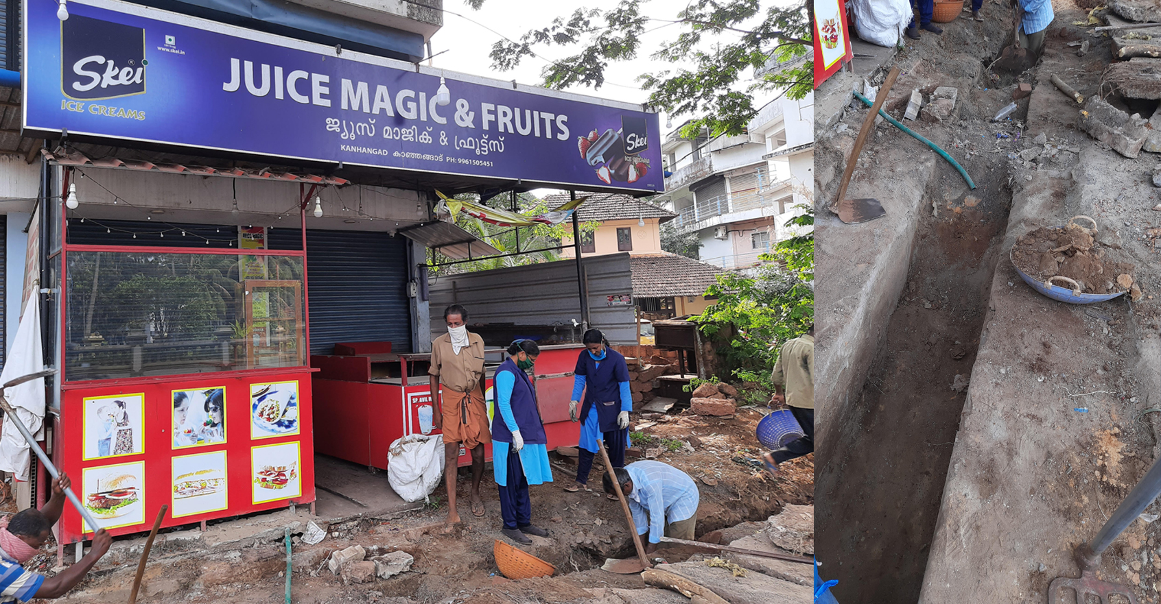 നഗരത്തിലെ കടകളിൽ നിന്ന് മലിനജലം ഓവുചാലിലൊഴുക്കുന്നു