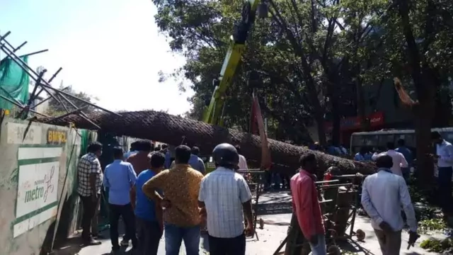 നിർമ്മാണത്തിലിരുന്ന മെട്രോ തൂണ്‍ തകർന്ന് വീണ് യുവതിയും മകനും മരിച്ചു